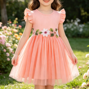 Girls' Sheer Puff Princess Dress