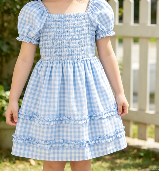 Girls' Printed Pleated Doll Dress