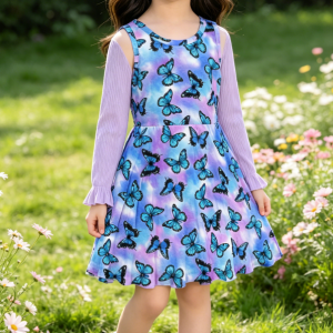 Girls' Sleeveless Dress and Cardigan Two-Piece Set