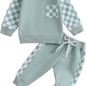 Boys' Contrast-Color Long-Sleeve Sweatshirt 2-Piece Set